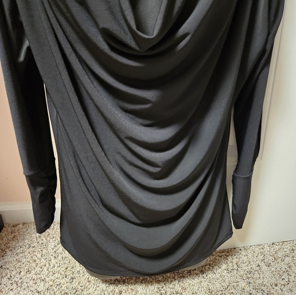VENUSBlack Draped Asymmetrical Cowl Neck Top - Picture 4 of 13